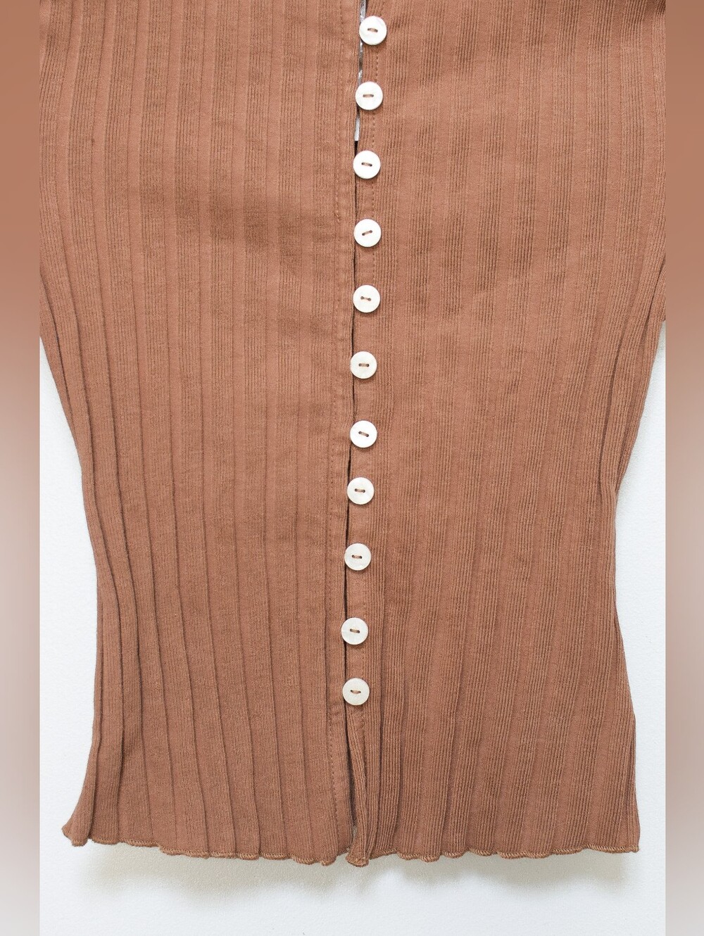 Free People Tilly Ribbed Cardigan Button Front Top Brown Size XS NWT Y2K Boho - Picture 7 of 10